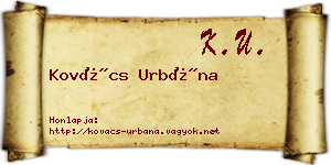 Kovács Urbána névjegykártya